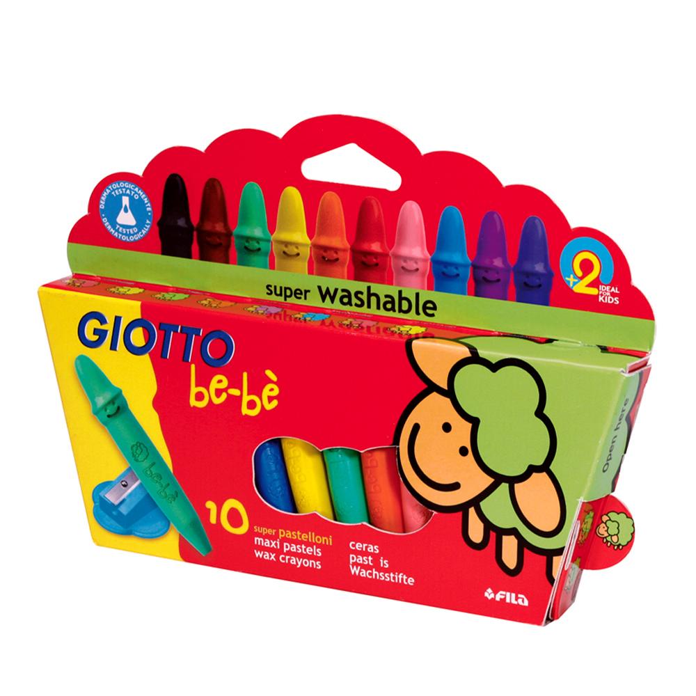 LAPICES DE CERA GIOTTO BEBE X 10 COLORES + SACAPUNTAS