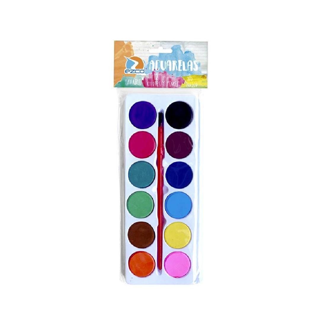 ACUARELA EZCO ESCOLAR X 12 COLORES