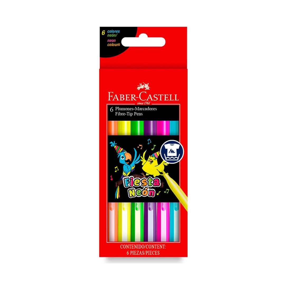 MARCADOR FABER CASTELL FIESTA X 6 COLORES NEON