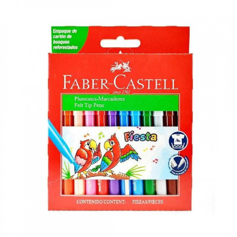 MARCADOR FABER CASTELL FIESTA X 10 COLORES