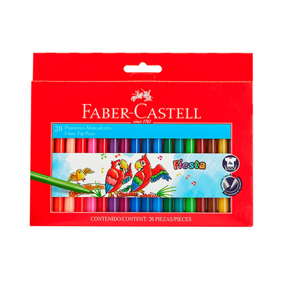 MARCADOR FABER CASTELL FIESTA X 20 COLORES (555329)