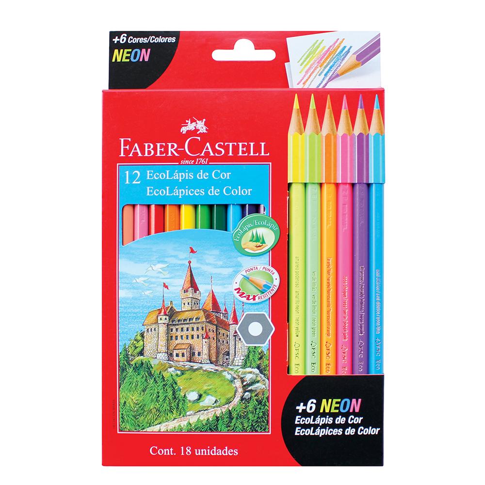 LAPICES DE COLORES FABER CASTELL X 12 LARGOS + 6 NEÒN (112671)