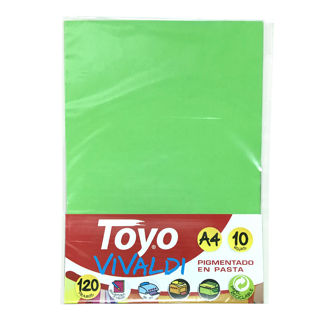 PAPEL TOYO VIVALDI A4 DE 120 GRS. X 10 HJS. V/COLORES