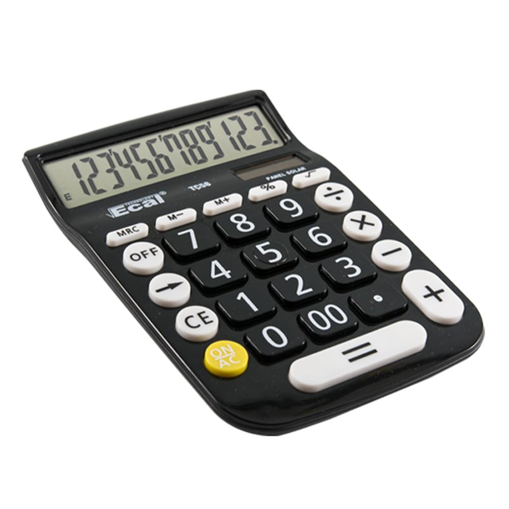 CALCULADORA ECAL MEDIANA TC 58 12 DIGITOS BLANCA Y NEGRA