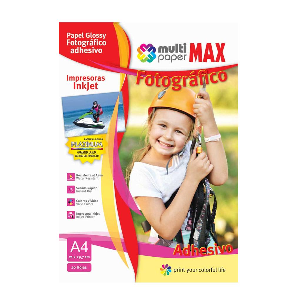 PAPEL MAX GLOSSY A4 AUTOADHESIVO X 20 HJS.(891204)