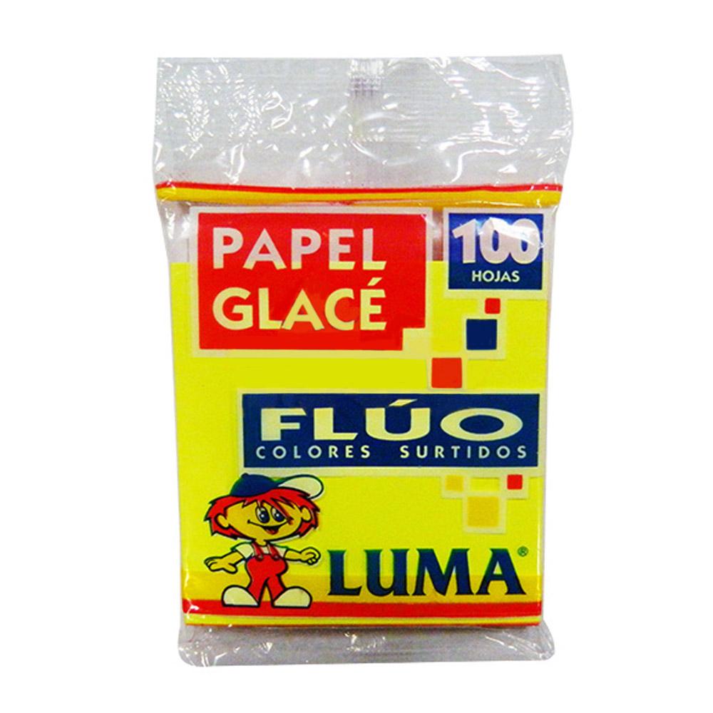 PAPEL GLASE LUMA FLUORESENTE 10 X 10 CM. TACO X 100 HJS.