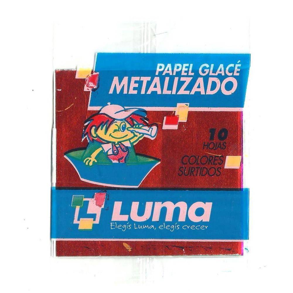 PAPEL GLASE LUMA METALIZADO 10 X 10 CM. SOBRE X 10 UNID.