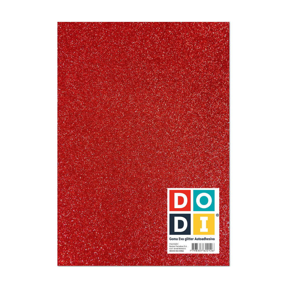 GOMA EVA DODI GLITTER AUTOADHESIVA 20.5 X 31 CM  X 10 COLORES SURTIDOS