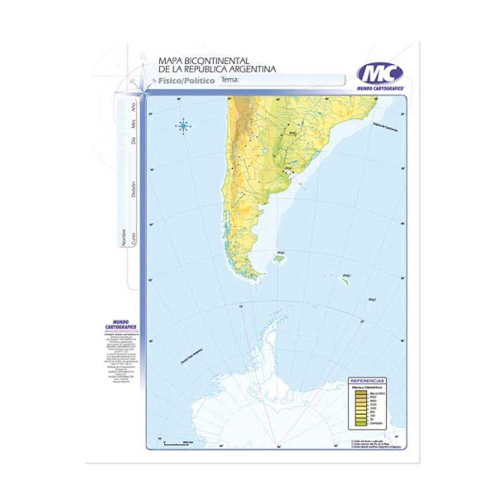 MAPA M.C. NRO.3 FISICO/POLITICO (BLOCK X 40 HJS.) V/MODELOS