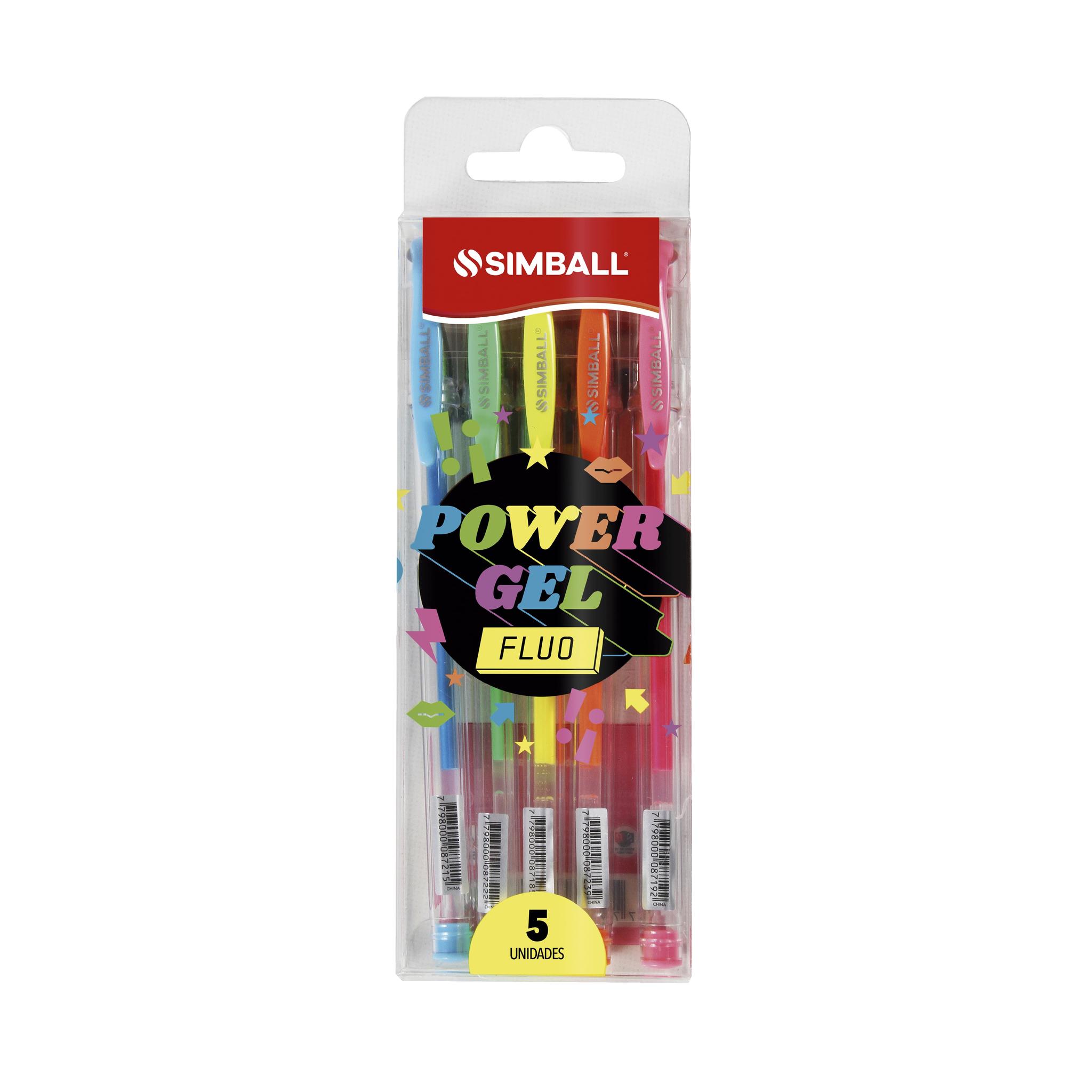 ROLLER BALL SIMBALL POWER GEL FLUO X  5 UNIDADES