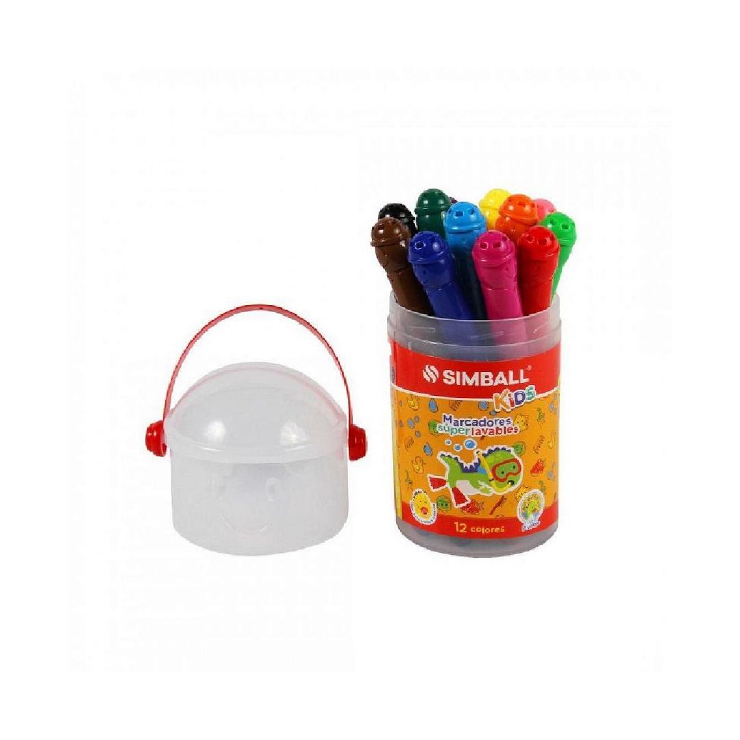 MARCADOR SIMBALL SUPERLAVABLES X 12 COLORES (TUBO)