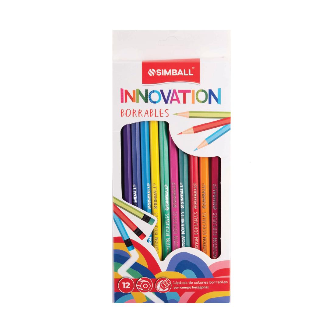 LAPICES DE COLORES SIMBALL INNOVATION BORRABLE X 12 LARGOS