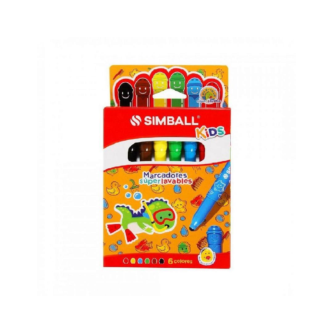 MARCADOR SIMBALL SUPERLAVABLES X  6 COLORES (ESTUCHE)