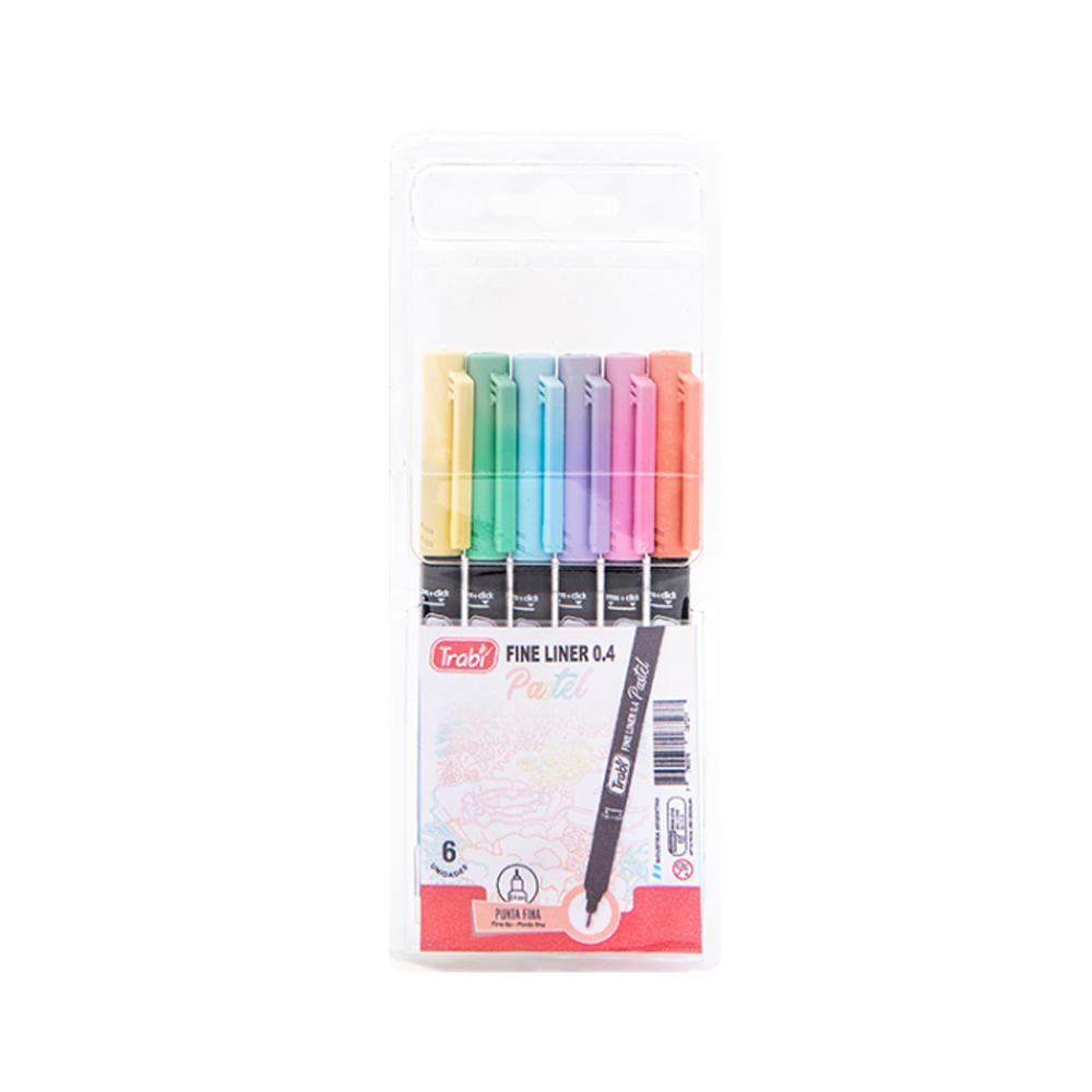 MICROFIBRA TRABI FINE LINER PASTEL BLISTER X 6 COLORES