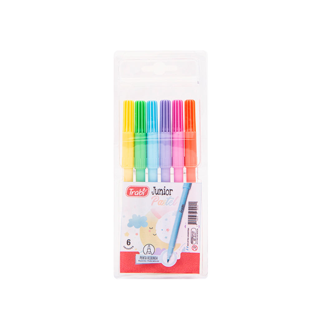 MARCADOR TRABI JUNIOR PASTEL BLISTER X 6 COLORES