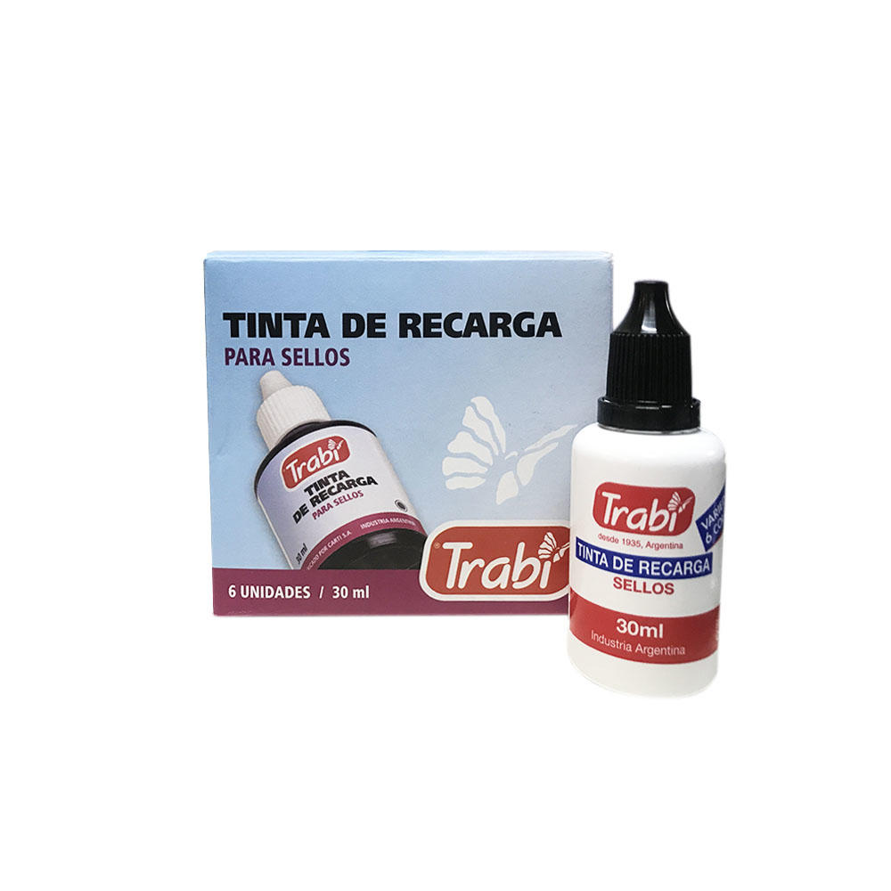 TINTA P/SELLOS DE GOMA TRABI X 30 CC. V/COLORES