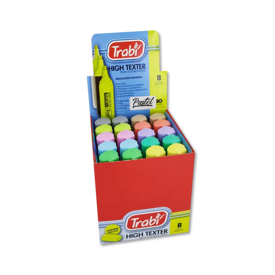 RESALTADOR TRABI HIGH TEXTER PASTEL EXHIBIDOR X 20 U. SURTIDAS