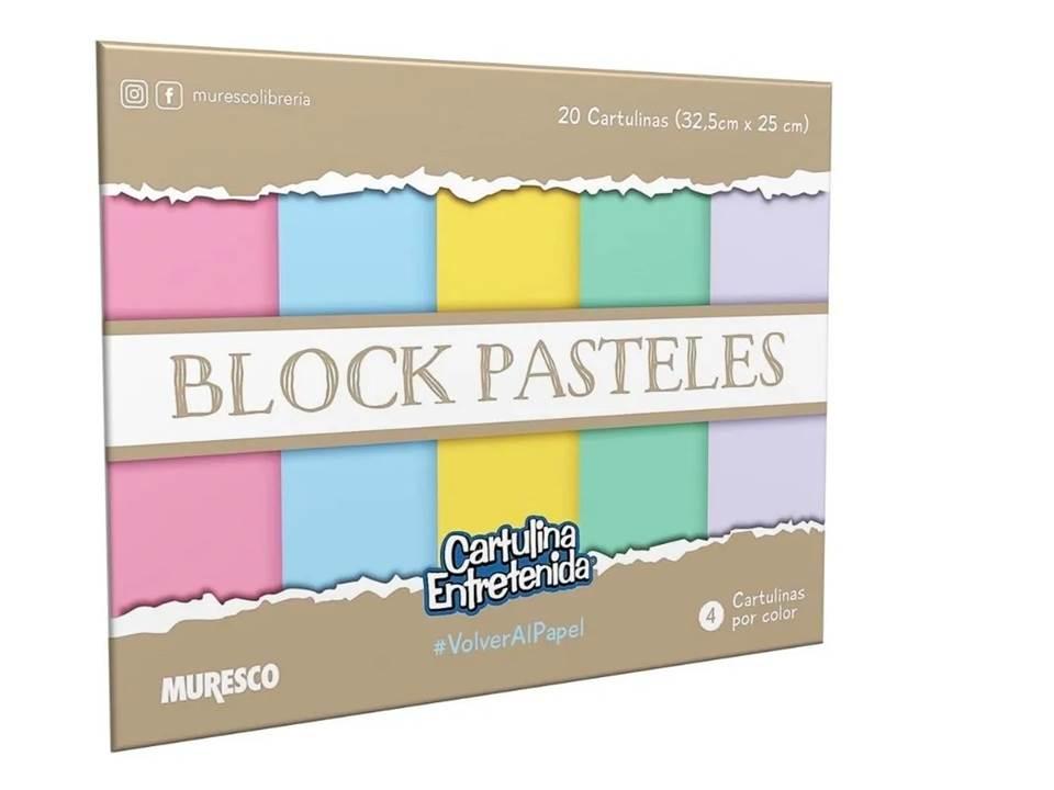 BLOCK CARTULINA MURESCO 32,5 X 25 CM X 20 HJS. PASTELES LISAS (7603-0)