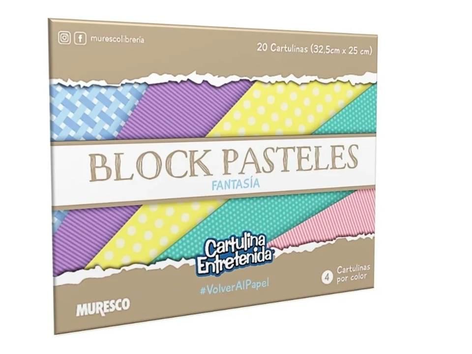 BLOCK CARTULINA MURESCO 32,5 X 25 CM X 20 HJS. PASTELES FANTASIA (7602-9)