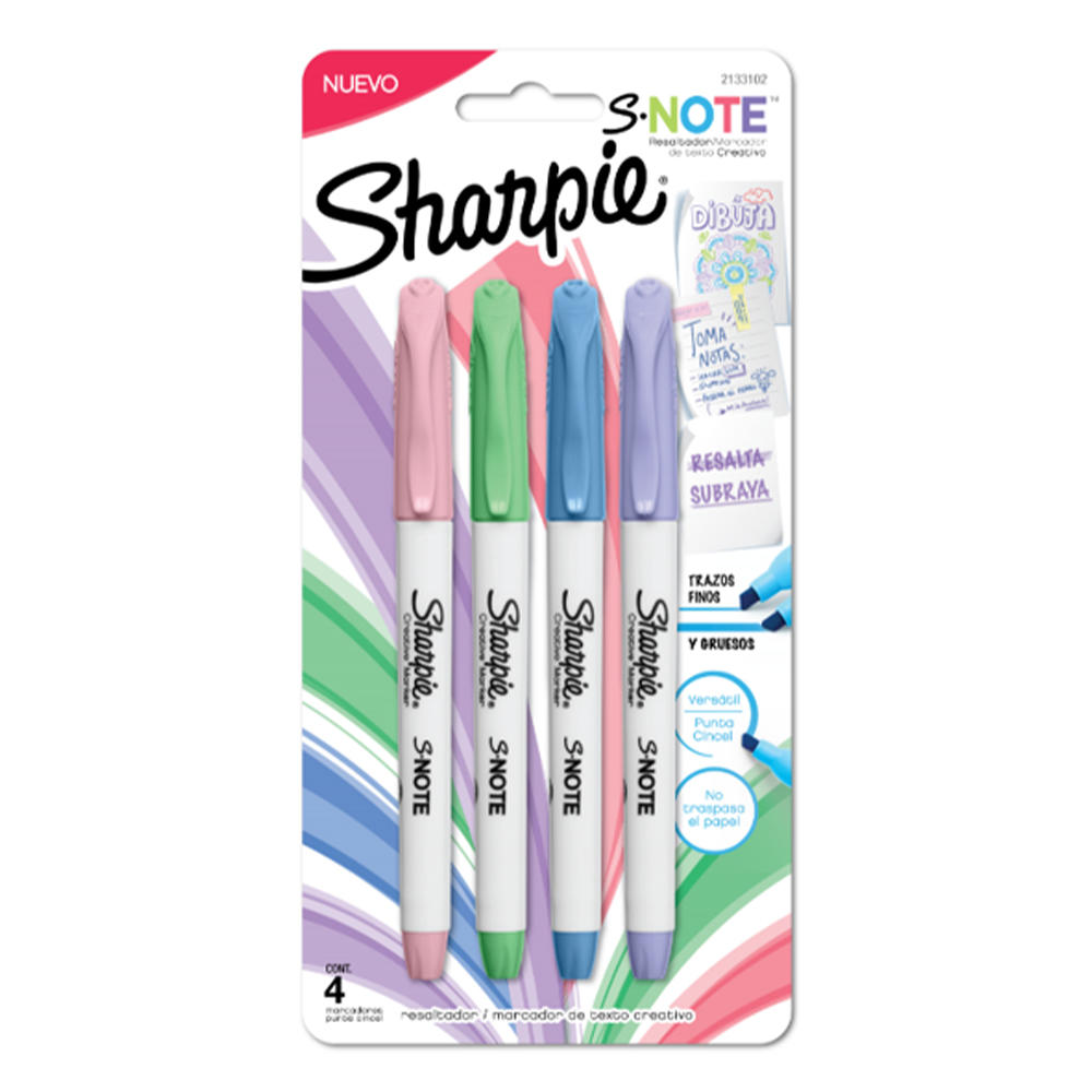 RESALTADOR SHARPIE NOTE BLISTER X 4 COLORES V/MODELOS