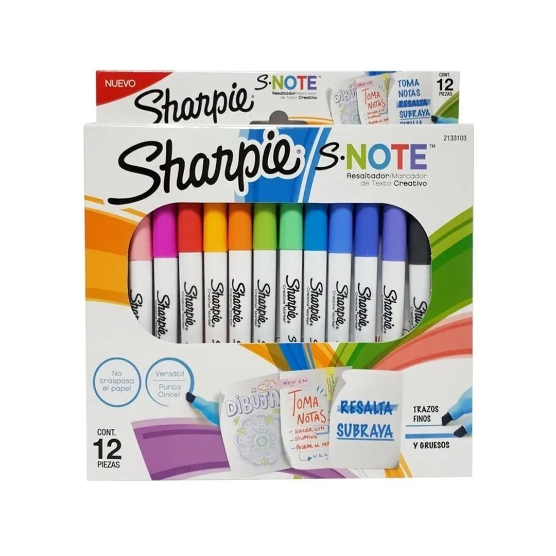 RESALTADOR SHARPIE NOTE PACK X 12 COLORES (2133103)