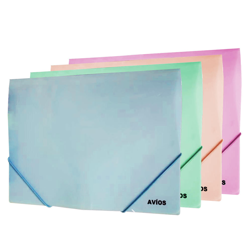 CARPETA AVIOS IMPO 3 SOLAPAS PP C/ELASTICO A4 PASTEL V/COLORES