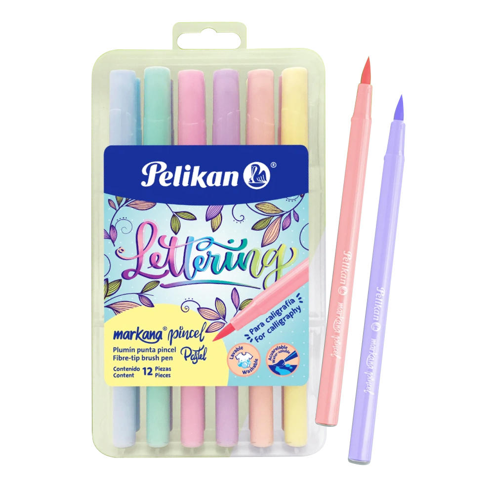 MARCADOR PELIKAN MARKANA PTA PINCEL PASTEL BLISTER X 12 COLORES