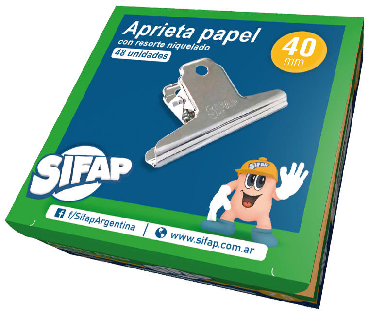 APRIETA PAPEL SIFAP DE METAL NIQUELADO NRO.40  (4 CM)