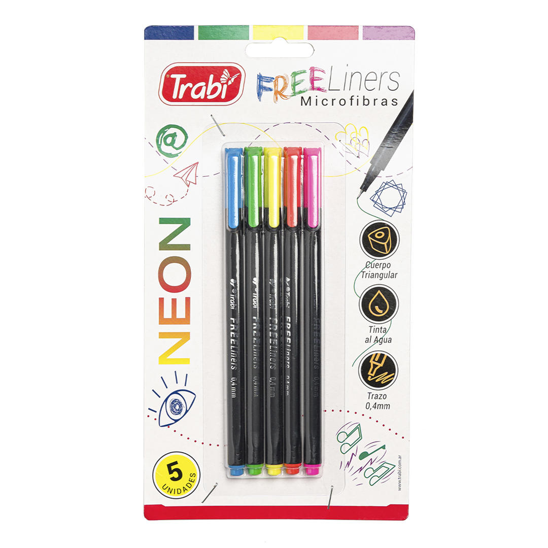 MICROFIBRA TRABI FREE LINERS NEON BLISTER X 5 COLORES