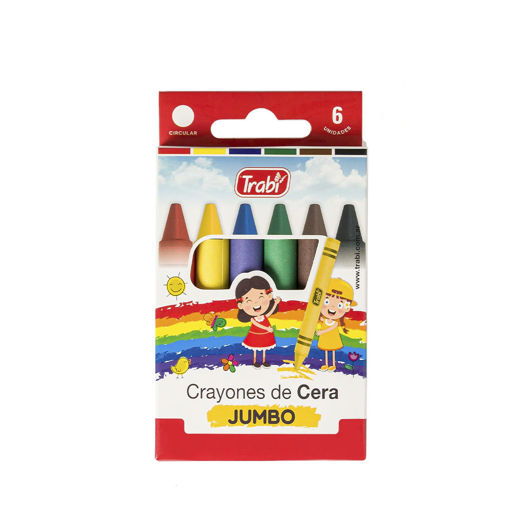 LAPICES DE CERA TRABI JUMBO X 6 COLORES (1027)