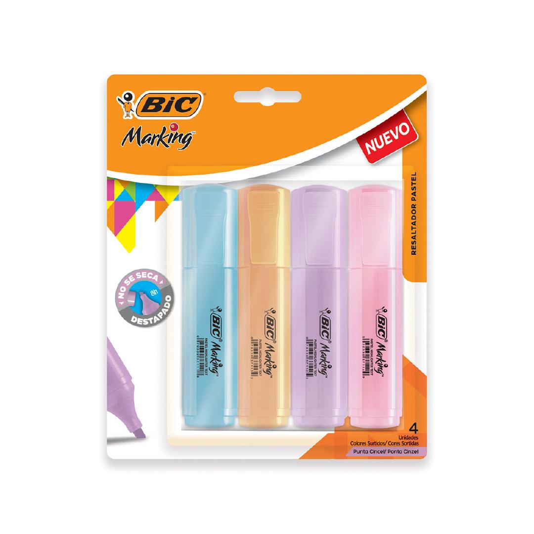 RESALTADOR BIC PASTEL BLISTER SURTIDO X 4 U.