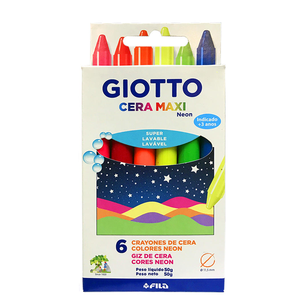 LAPICES DE CERA GIOTTO MAXI NEON  X 6 COLORES