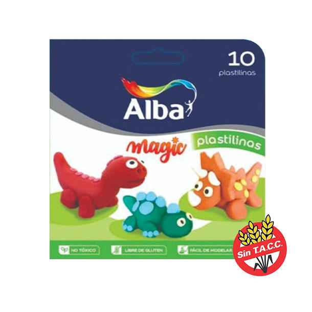 PLASTILINA ALBA  DE 20 GRS. X 10 UNID SURTIDA SIN TACC