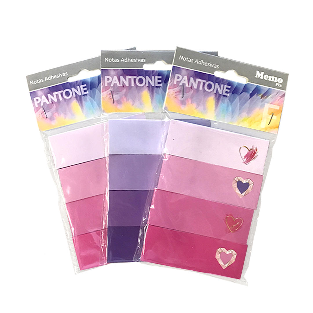 NOTAS ADHESIVAS MEMO FIX PANTONE LOVE 25 X 74 MM, 4 X 50 HJS. (901PLOVE)