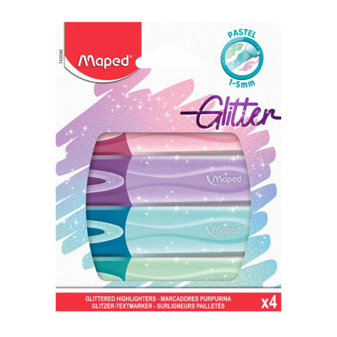 RESALTADOR MAPED GLITTER PASTEL BLISTER X 4 U. SURTIDOS (742046)