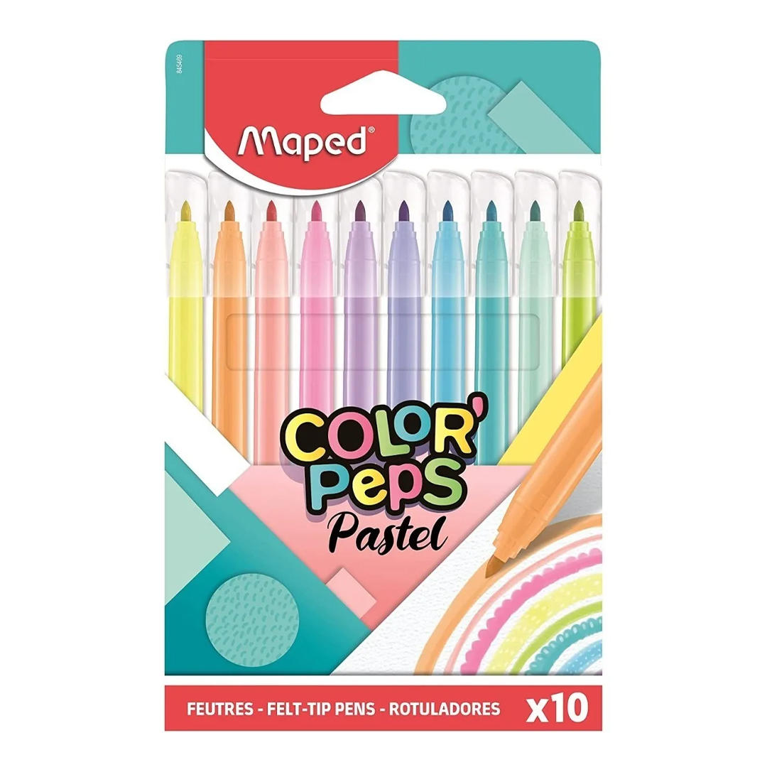 MARCADOR MAPED COLOR PEPS PASTEL  X 10 COLORES (845469)