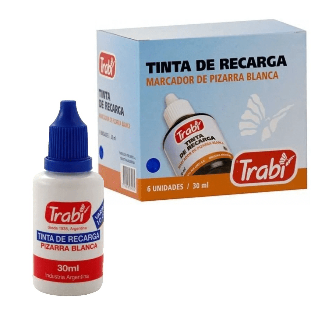 TINTA P/MARCADOR TRABI P/PIZARRA X 30 CC. V/COLORES.