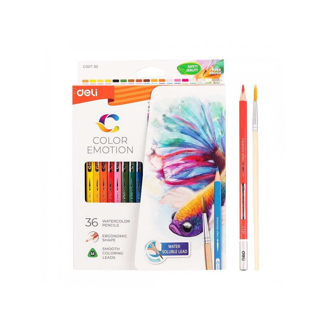 LAPICES DE COLORES DELI COLOR EMOTION  X 36 ACUARELABLES + PINCEL