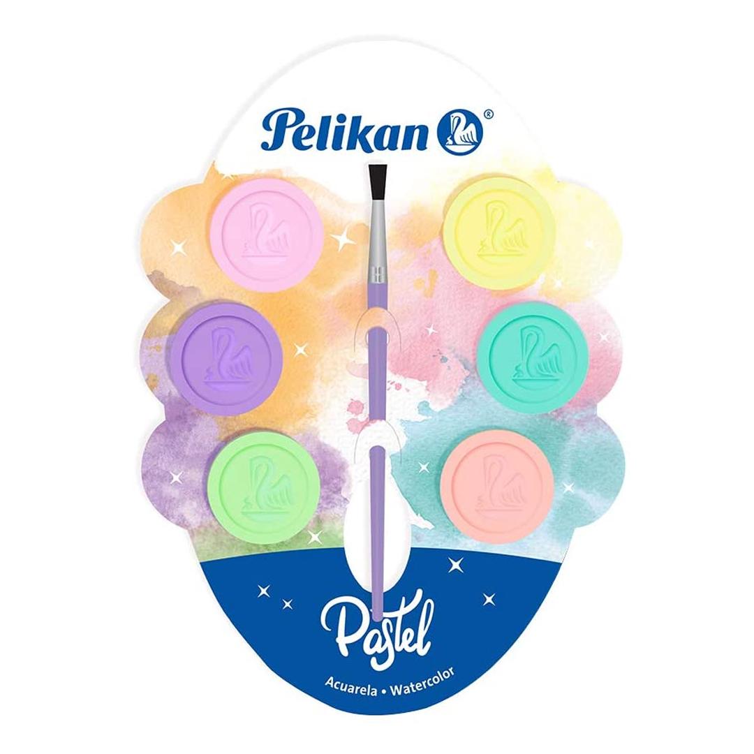 ACUARELA PELIKAN PASTEL X 6 PASTILLAS + PINCEL