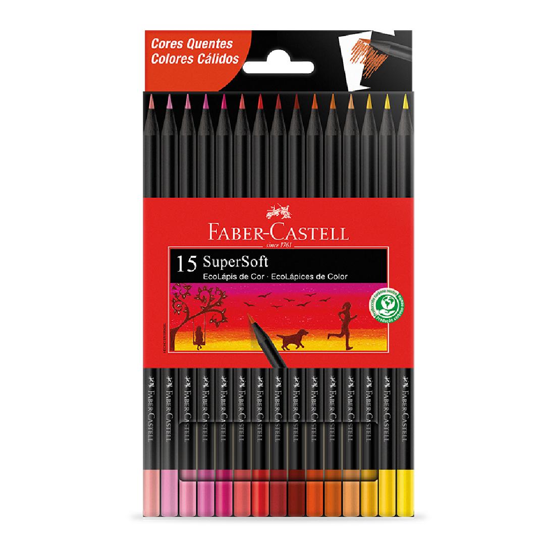 LAPICES DE COLORES FABER CASTELL X 15 SUPER SOFT TONOS CALIDOS (210719)