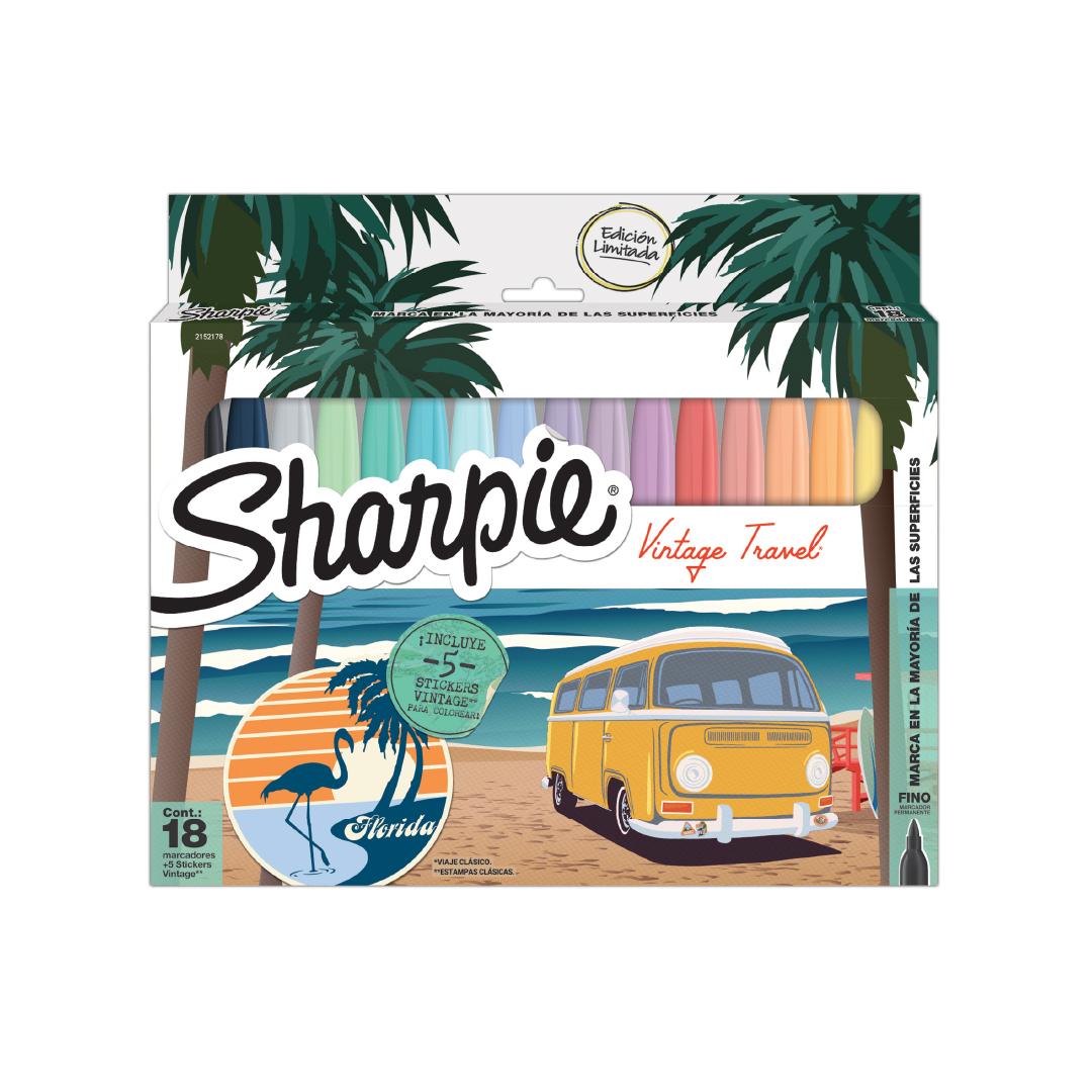 MARCADOR SHARPIE VINTAGE FINOS BLISTER X 18 COLORES + STICKERS (2152178)