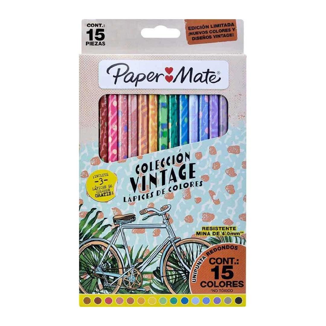 LAPICES DE COLORES PAPER MATE VINTAGE X 15 COLORES LARGOS (2152180)