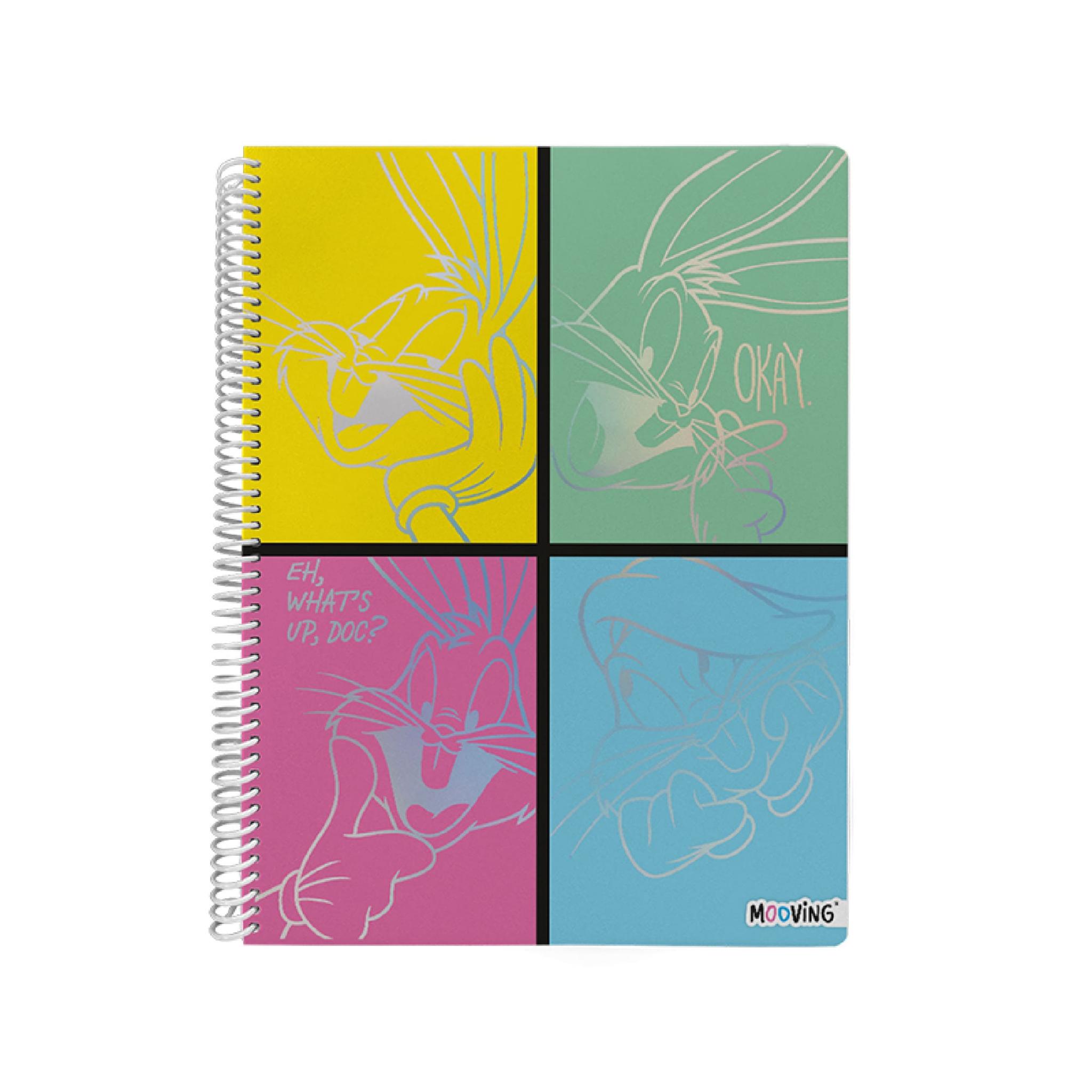 CUADERNO MOOVING 29/7 T. FLEX. X 80 HJS. RAYADO LOONEY TUNES