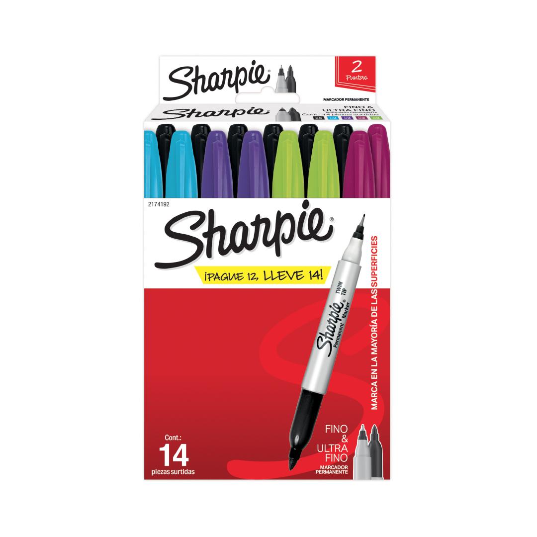 MARCADOR SHARPIE DOBLE PUNTA FINO Y EXTRA FINO SURTIDO PROMO 14 X 12 (2174192)