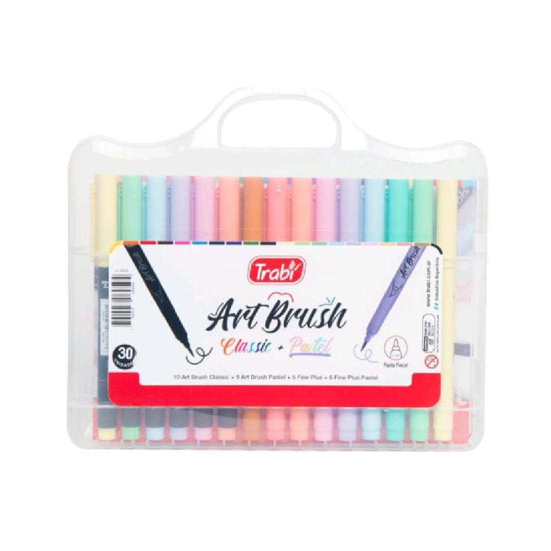 MARCADOR TRABI ART BRUSH + LIBRO P/LETTERING VALIJA X 30 PZAS. (6959)