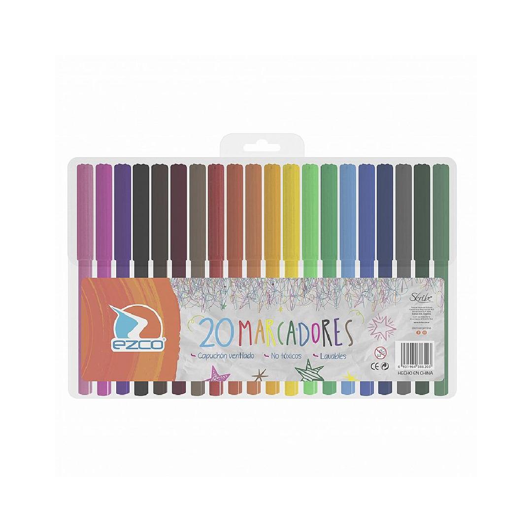 MARCADOR ESCOLAR EZCO  X 20 COLORES