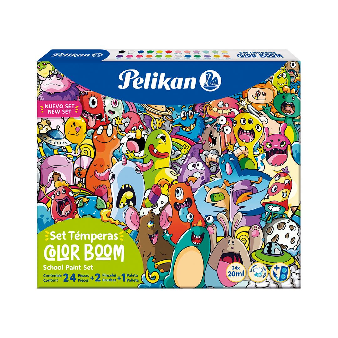 TEMPERA PELIKAN COLOR BOOM POTE X 24 U. X 20 ML + PINCEL + MEZCLADOR