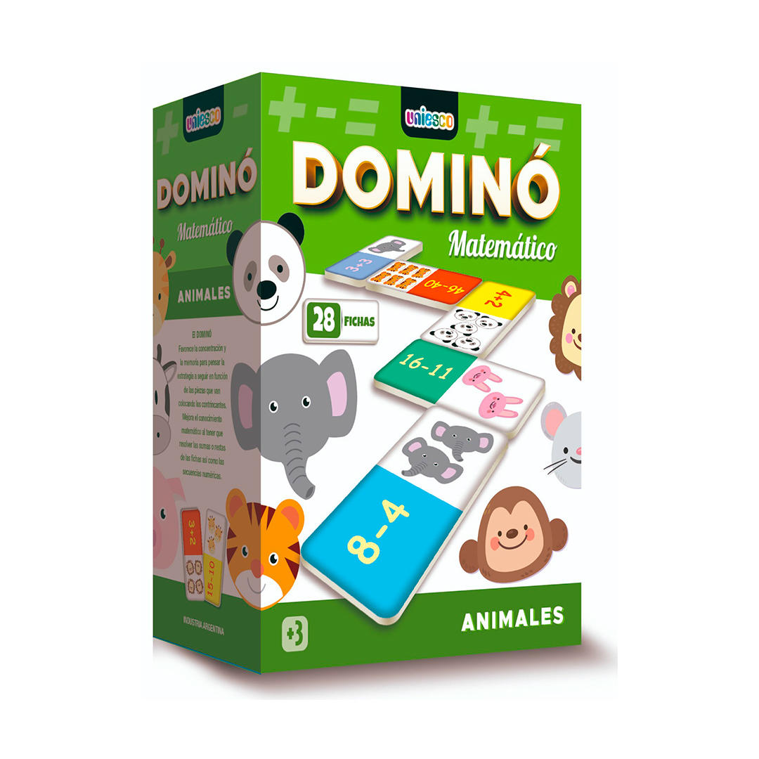 DOMINO MATEMATICO UNIESCO X 28 FICHAS ANIMALES (4051)