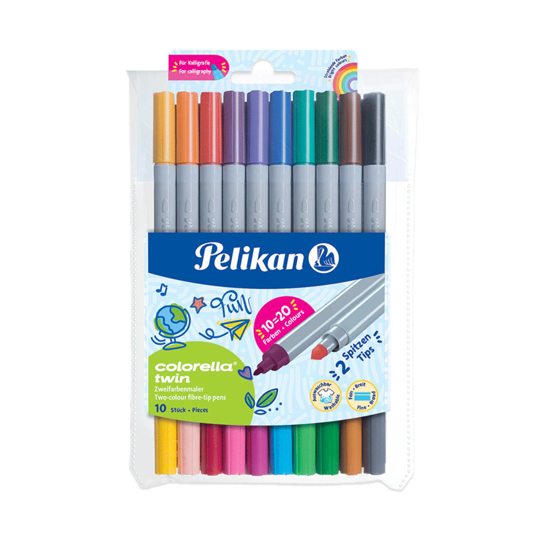 MARCADOR PELIKAN COLORELLA TWIN DOBLE PUNTA X 10 UNIDADES/20 COLORES