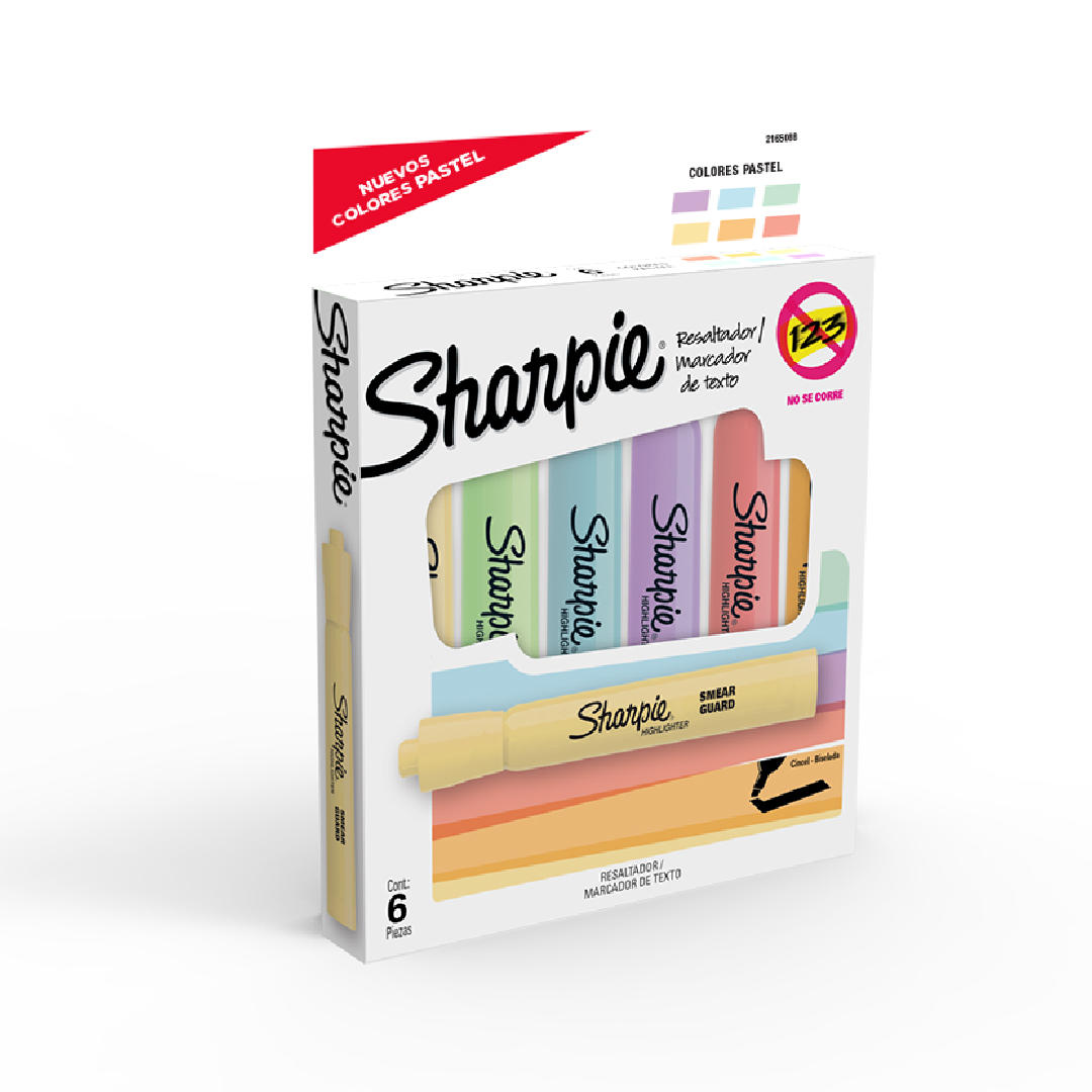 RESALTADOR SHARPIE ACCENT TANK PASTEL X 6 COLORES (2165088)